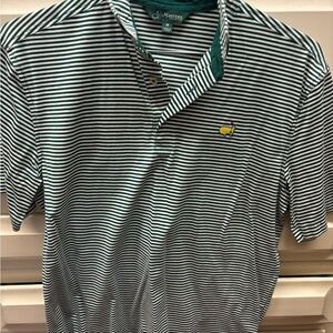 Masters Collection Green and White Striped Men's Shirt